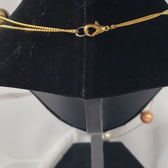 Necklace and earring set double strand  90s - Picture 6 of 9